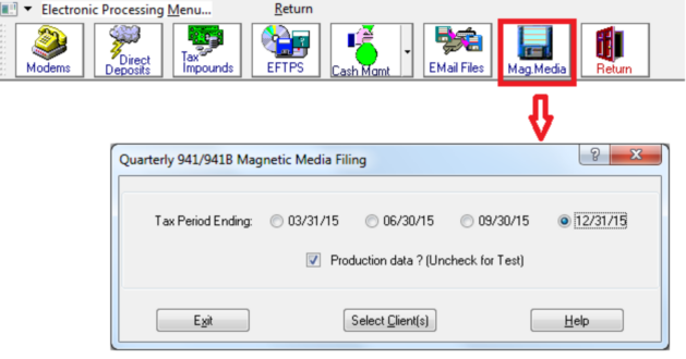 Electronic Functions > Transmit 941 E-file